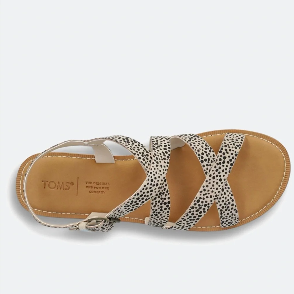 TOMS Sicily Strappy Leather Sandals – Macadamia Mini Cheetah Suede – Size 7.5 - Picture 12 of 12